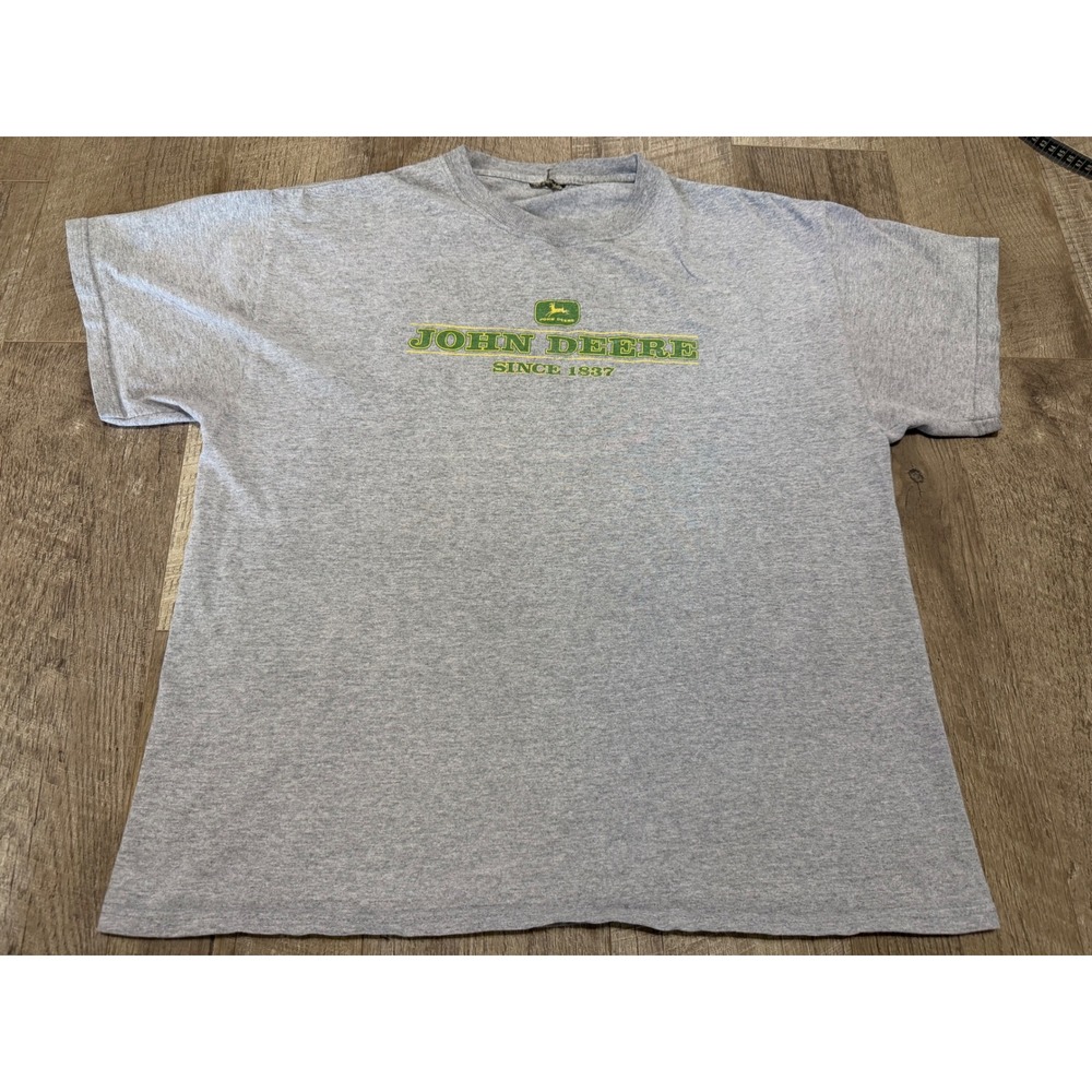 John Deere Men's Graphic T-Shirt Heather Gray Short Sleeve Logo Since 1837 L/XL